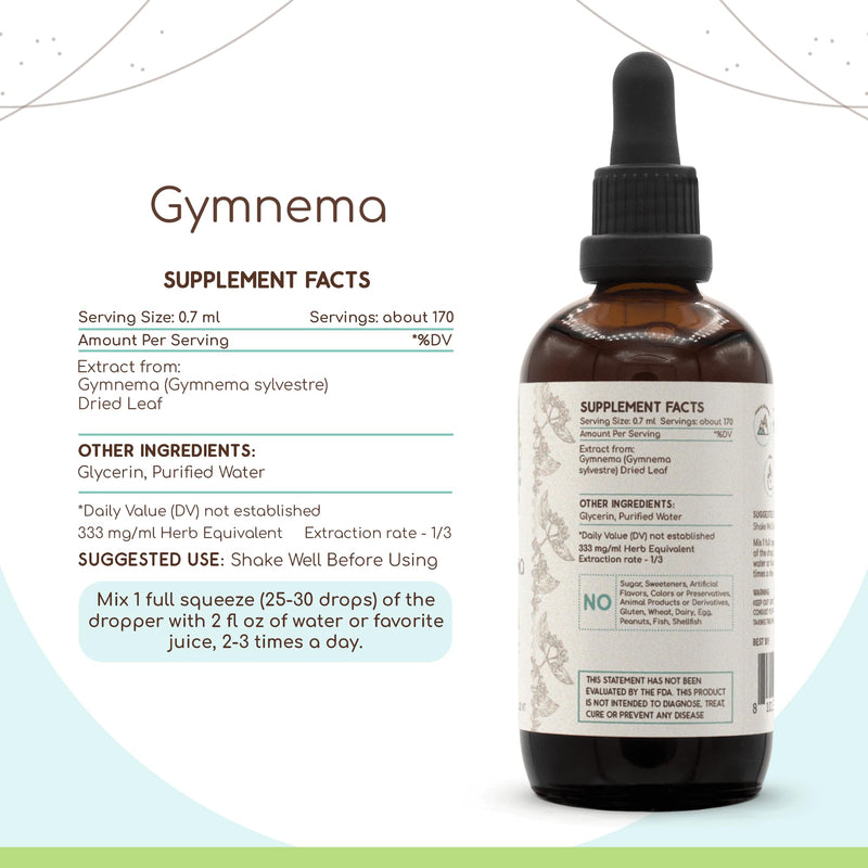 [Australia] - Gymnema B120 Alcohol-Free Herbal Extract Tincture,Concentrated Liquid Drops Natural Gymnema (Gymnema Sylvestre) (4 fl oz) 4 Fl Oz (Pack of 1) 