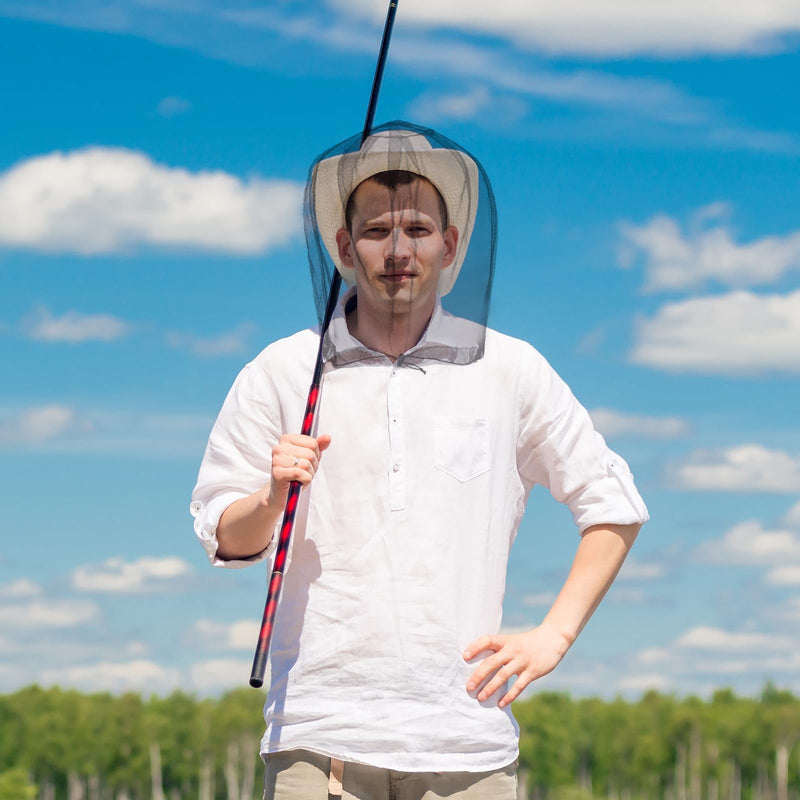 [Australia] - HORREX Set of 4 Mosquito Net Head Set Mosquito Head Landing Net Facial Interlocking Net Head Protection Net for Outdoor Hiking Camping Climbing Hiking Mosquito Fly Insect Bug Prevention (Grey) 