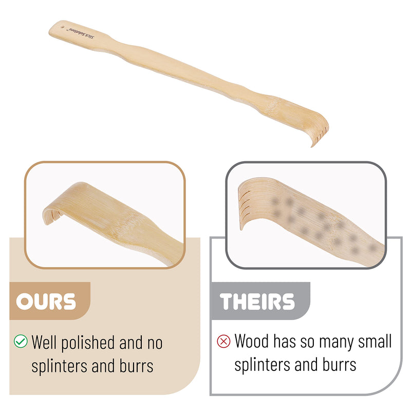 [Australia] - Slick- Bamboo Back Scratcher, 16.5”, 2 pcs, Back Scratcher for Men and Women, Wooden Back Scratcher Long Handle, Back Scratcher Bamboo, Wood Back Scratcher 