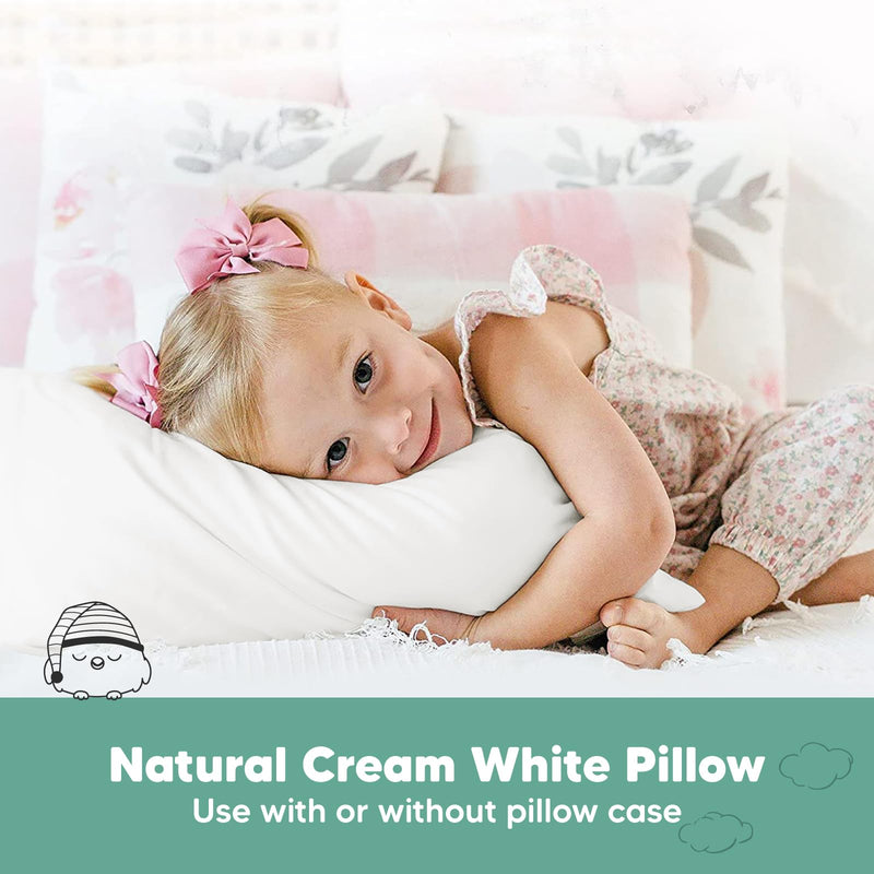 [Australia] - KeaBabies Toddler Pillow - Soft Organic Cotton Toddler Pillows for Sleeping - 13X18 Small Pillow for Kids - Kids Pillows for Sleeping - Kids Pillow for Travel, School, Nap, Age 2 to 5 (Soft White) Soft White 1-Pack, Standard 