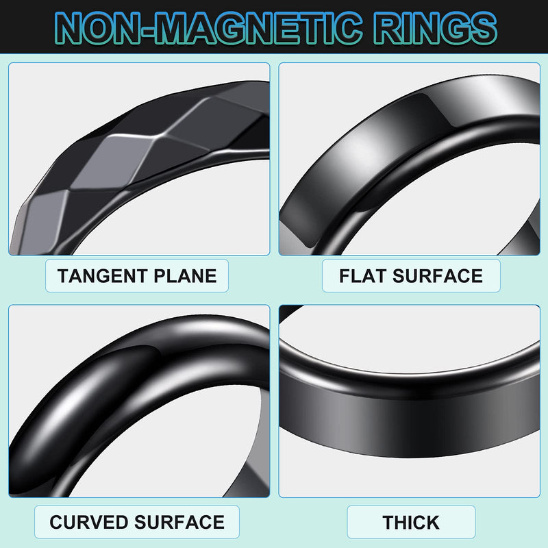 [Australia] - 32 Pieces Genuine Hematite Rings Set Negative Energy Ring Non Magnetic Hematite Stone Ring 6t Curved Surface Ring 6 Plane Ring 6t Faceted Ring Size 6-13 or Teen Girl Cute Cool Jewelry Black 
