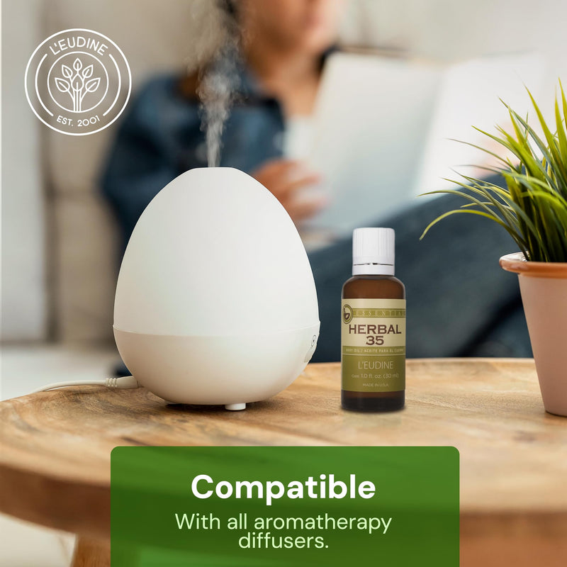 L’EUDINE Herbal 35 Essential Oil Blend - 35 Natural Extracts with Peppermint, Eucalyptus & Lavender - Relaxing Aromatherapy Oil for Diffuser, Massage & Stress Relief - Vegan & Pure Wellness, 1 Fl Oz 1 Fl Oz (Pack of 1)
