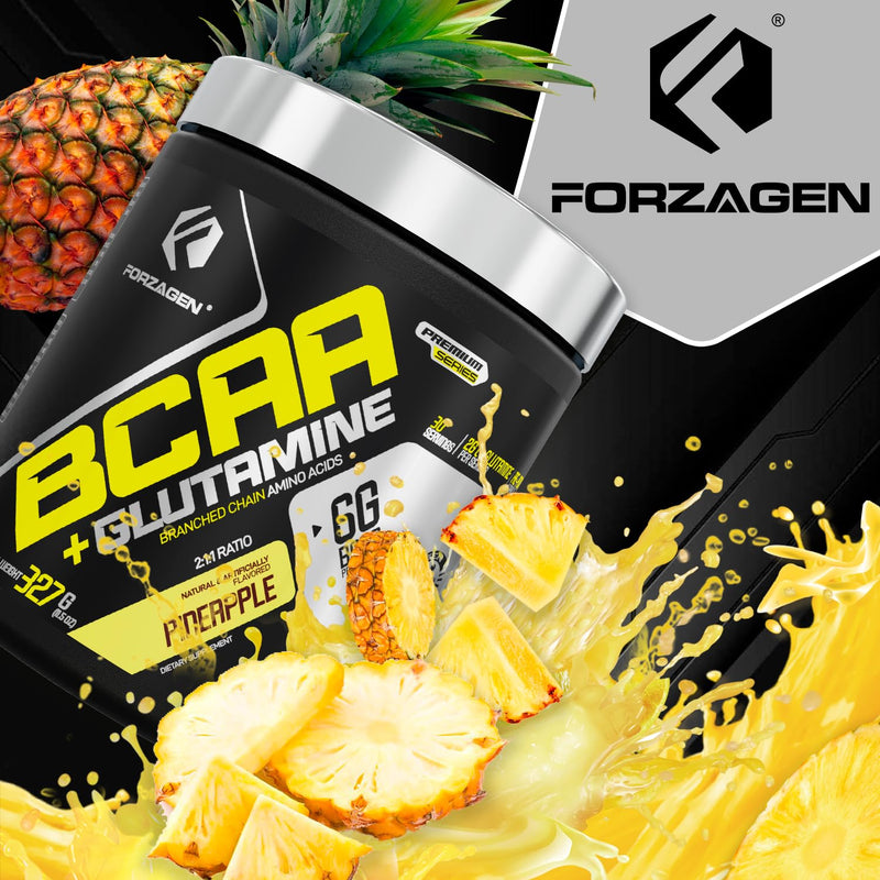 [Australia] - Forzagen BCAAS Amino Acids Powder with Glutamine BCAA Powder, Branched Chain Amino Acids Supplements Powder, BCAA Lean Energy Pre Workout - Post Workout Muscle Recovery Powder, 30 Servings Pineapple 