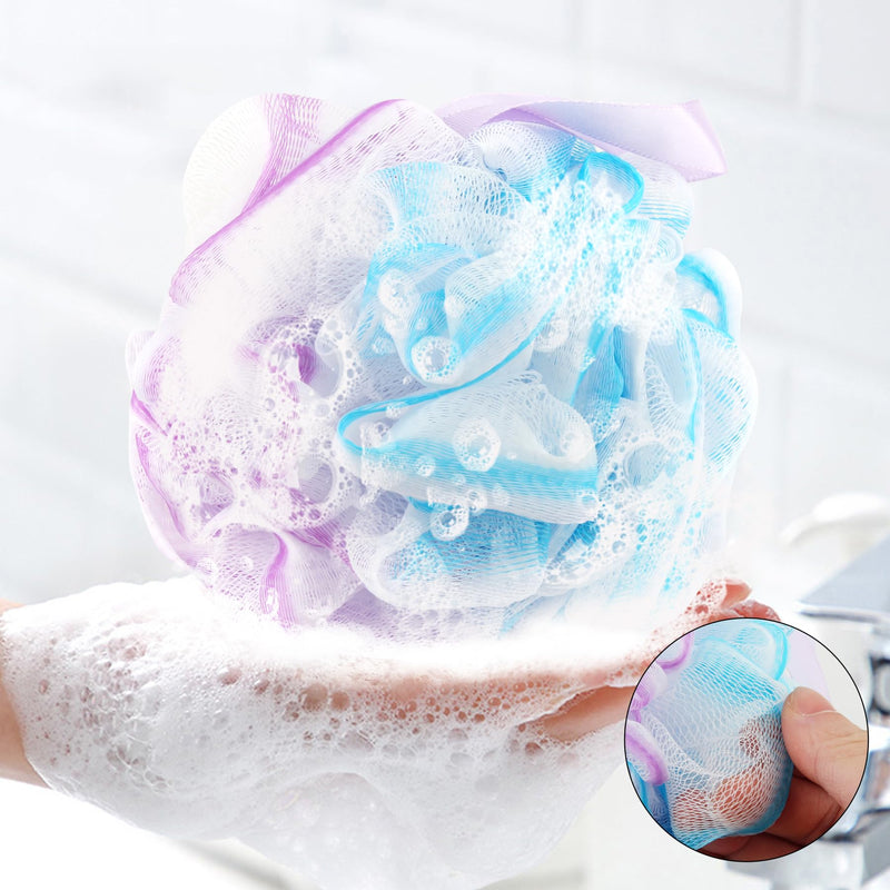 [Australia] - Chuya Bath Sponges Loofahs 70 Grams Large Size，4 pack Shower Sponge Exfoliating Cleaning Bath Loofa Body Scrubber Balls for Women Men Children Washing Mixed Color 1 Count (Pack of 4) 