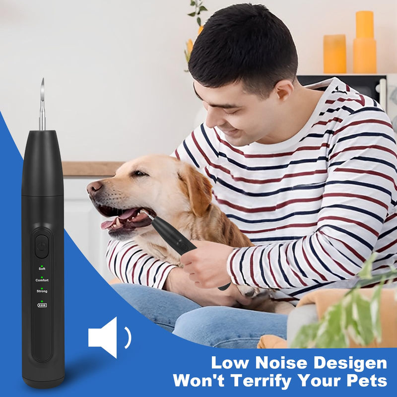 [Australia] - Dog Tooth Brushing Kit, Dog Teeth Cleaning Kit with Led Light, 3 Modes Dogs Plaque and Tartar Remover, Rare Pet Canident - Sonic Tooth Cleaner for Doggies and Cats, Obsidian 