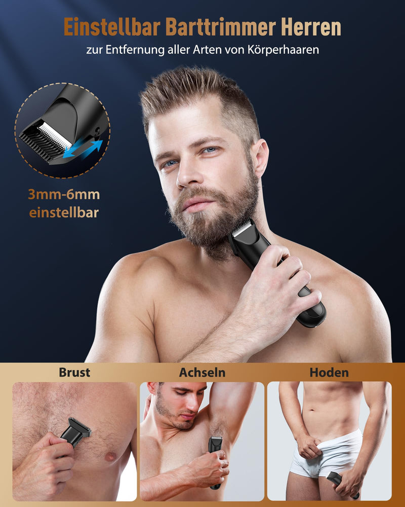 [Australia] - Men's intimate razor, 2 in 1 men's electric razor with standing charging station, IPX7 waterproof, adjustable men's beard trimmer, men's intimate razor for beard, intimate area, testicles 8119 