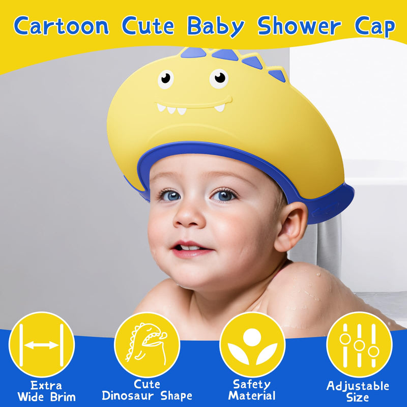 [Australia] - Baby Shower Cap Shield for Kids Bath Visor for Toddlers Shampoo Bath Bathing Hat Silicone Adjustable Visor Hat for Eye and Ear Protection for 1-9 Years Cute Shower Cap Makes the Baby Bath More Fun Yellow 