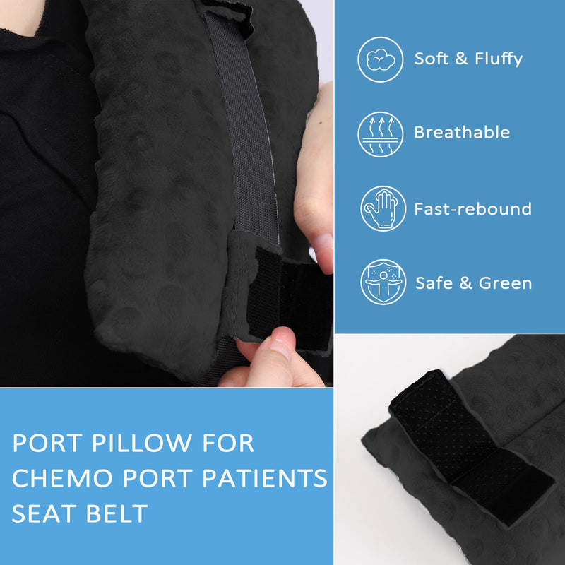 [Australia] - Post Surgery Seat Belt Pillow, Masterectomy Seatbelt Pillow, Hysterectomy Pillow Abdominal Surgery Seat Belt Cushion, Port Pillow, Heart Surgery Cushion, Tummy Tuck and C-Section Recovery (Black) Black 