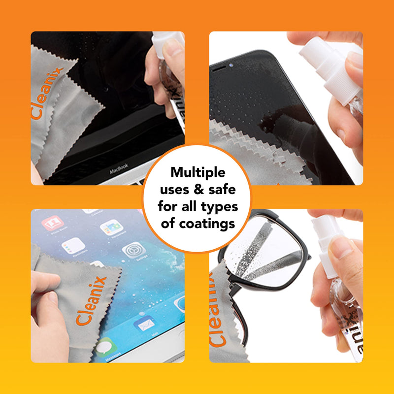 [Australia] - Glasses Cleaner Set of 2, Alcohol-Free Eyeglass Cleaner, 2pcs 2-Oz Spray Bottles with 2 Microfiber Glass Cleaner Cloths, Travel-Sized Lens Cleaner Kit, Safe for Glasses, & Electronic Devices 2 Fl Oz (Pack of 2) 