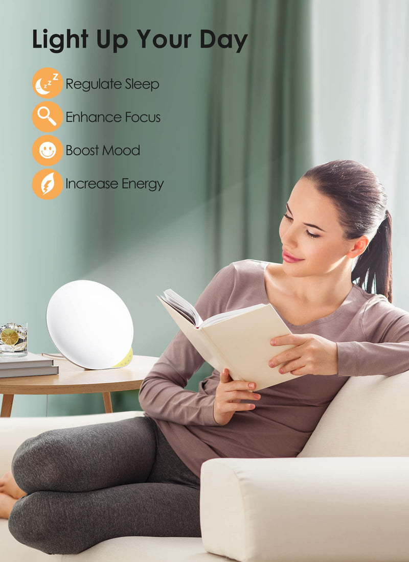 [Australia] - MediAcous Light Therapy Lamp, UV-Free 10000Lux Therapy Light, Sunlight Lamp with 4 Brightness Levels & Color Temperature & Timer, Daylight Lamp with Memory Function, Touch Control & Compact Size 