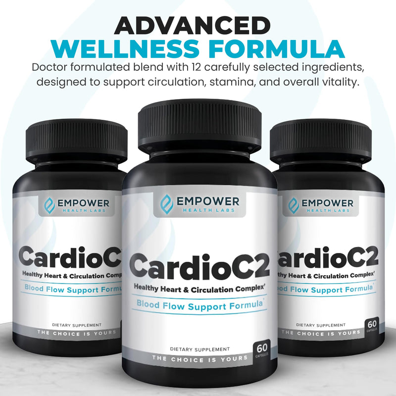 CardioC2 Circulation & Energy Support – Doctor-Formulated Blend with Beet Root, Black Garlic, Hawthorn & CoQ10 – Supports Healthy Blood Flow, Energy & Clarity – 60 Capsules