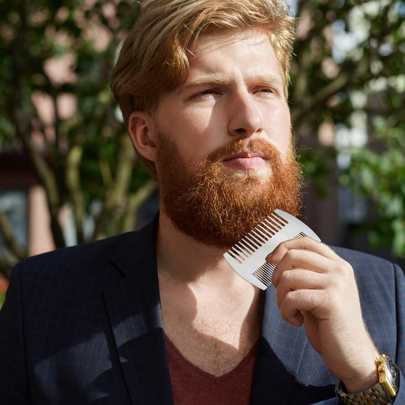 [Australia] - Aeaocvo 2 pieces metal comb and beard comb, stainless steel beard comb, 10 cm portable double-sided comb for men, women 