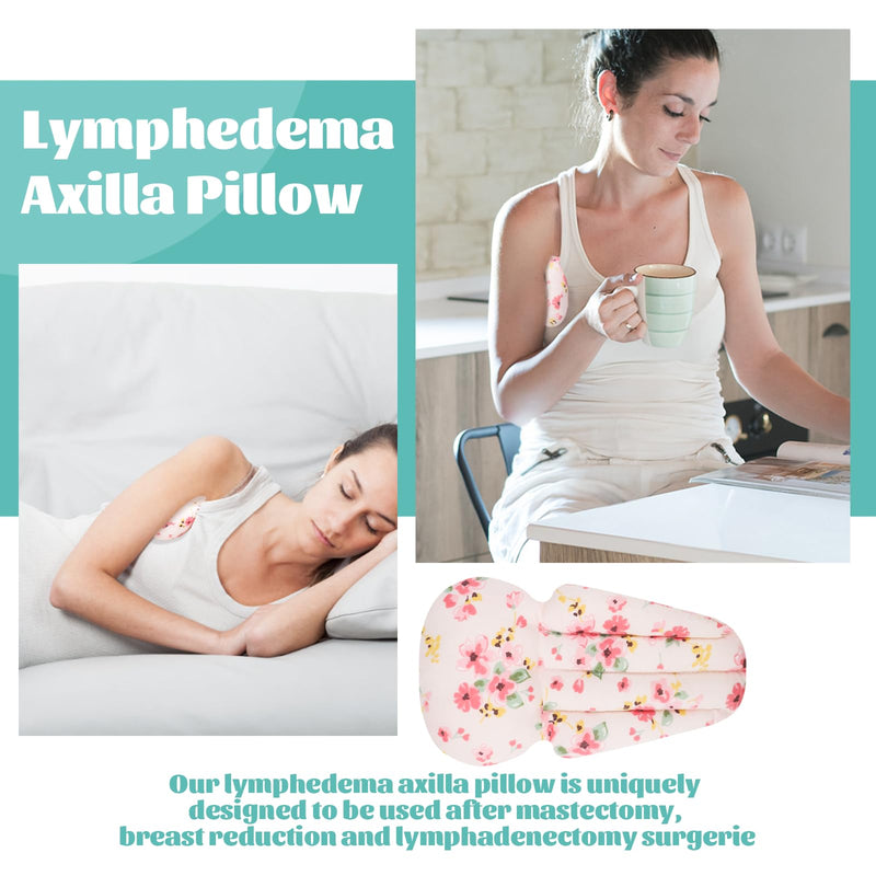 [Australia] - Lymphedema Axilla Pillow Armpit Pain Relief Mastectomy Recovery Supplies, 4PCS Cotton Lumpectomy Mastectomy Pillows Post OP Multicolor Breast Surgery Pillow (Pink Flower) Pink Flower 