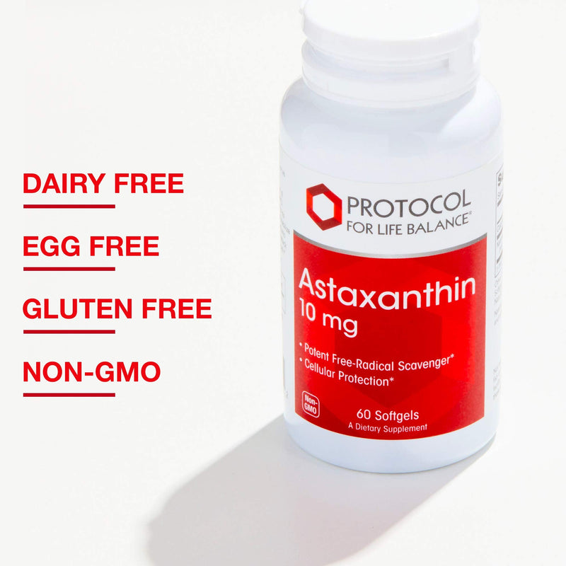 [Australia] - Protocol Astaxanthin 10mg Softgels - Supports Cellular Health* - Carotenoid Astaxanthin Supplements - Non-GMO & Dairy Free - 60 Softgels 