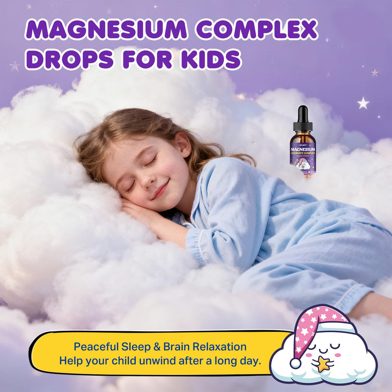 2 Pack Magnesium Glycinate Liquid for Kids - Magnesium Bisglycinate Drops with L-Theanine, Chamomile & Vitamin B6, B12, C, D3 for Sleep, Relaxation, Immune Support, Calm & Focus - 4 Fl Oz, Pineapple 2 Fl Oz (Pack of 2)
