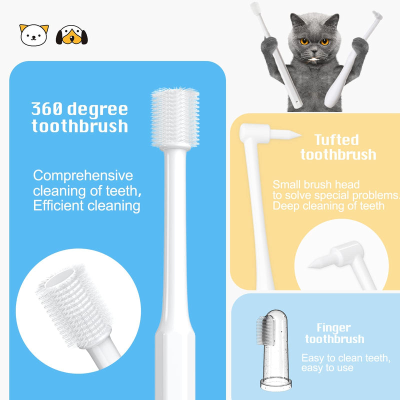 [Australia] - Small Dog Toothbrush Kit,Puppy Tooth Brushing Kit, Suitable for All Puppy and Samll Dogs Dental Care. White, Soft Bristles, Meet All Cleaning Needs, Multi-Functional Dental Cleaning. 