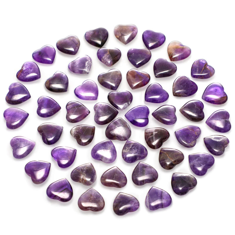 [Australia] - Gerrii 50 Pcs Heart Healing Stone Bulk Quartz Heart Inspirational Stones Gift for Women Love Pocket Polished Natural Energy Balancing Meditation 0.8 Inch(Purple) Purple 