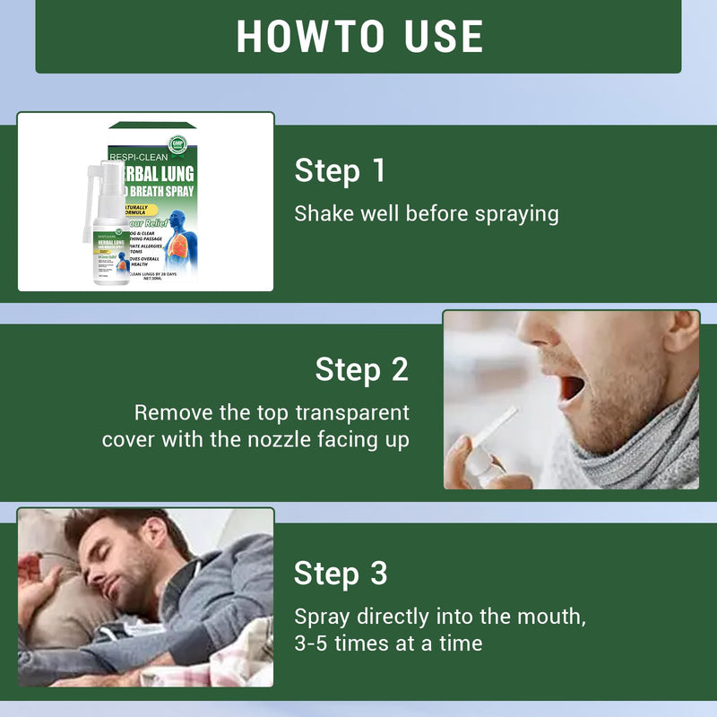 [Australia] - Landrain 3 pieces 30 ml Herbal Lung Cleansing Spray, Herbal Breath Respiratory, lung cleansing 
