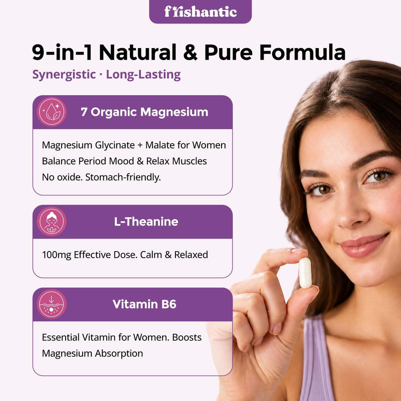 Magnesium Complex for Women - Chelated Magnesium, 2-Month Supply | with L-Theanine & Vitamin B6 for Relaxation, Sleep Support & Muscle Comfort, Gentle Extended-Release Capsules, Non-GMO