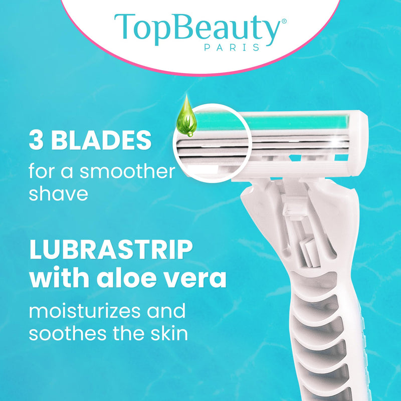 [Australia] - Paris Slim Razors for Women - Manual Razor with Refills (3 Handles + 57 Replaceable Cartridges) - 3-Blades Technology - Beautiful Price - Bikini Razor - Soft Shave & Loving Care 3 Handles + 57 Refills 