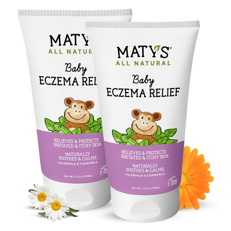 Matys Baby Eczema Relief Cream, Relieves & Protects Dry Itchy Sensitive Skin from Flare Ups, Steroid Free, Safe for Kids & Babies 3 Months + with Calendula, Lavender, & Chamomile, 2 Pack, 3.75 oz each Eczema Relief 3.75 Ounce (Pack of 2)