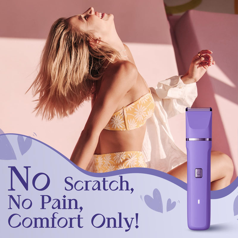 Electric Razors for Women - IPX7 Waterproof Pubic Hair Remover for Shower & Travel, 3-in-1 Bikini Trimmer with Body/Round/Curved Heads, Hypoallergenic Foil & Ceramic Blades, Self-Care Gifts for Her