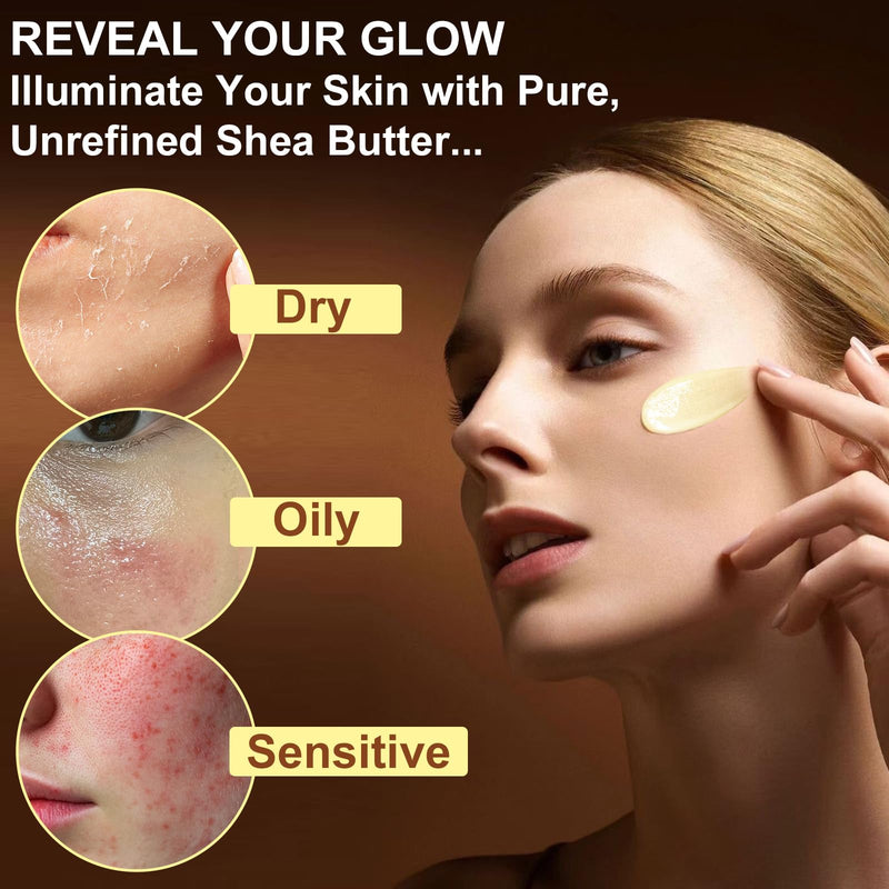 100% Pure & Nature Shea Butter - 4.2 oz Moisturiser Deep Hydration Nourishment Nourishing Vitamins Non-greasy Raw Shea Butter For All Skin Types Body & Hair Type