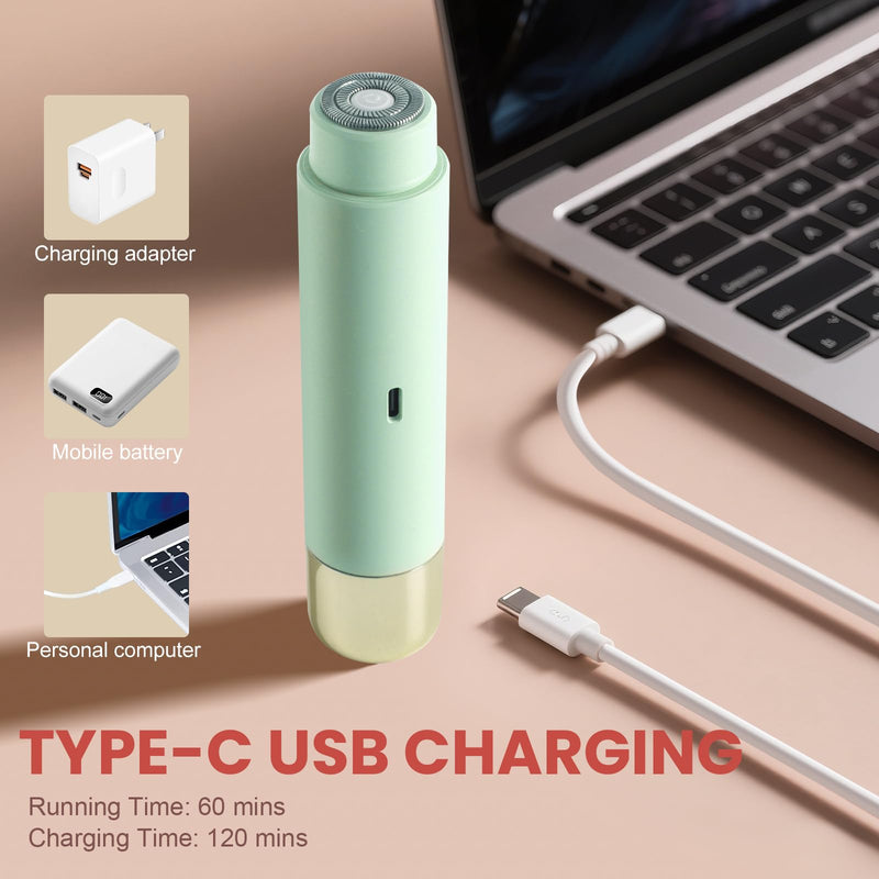 Electric Bikini Trimmer for Women - Dermave Bikini Shaver, Dual Head Shaver Women, 2-in-1 (Green) Green