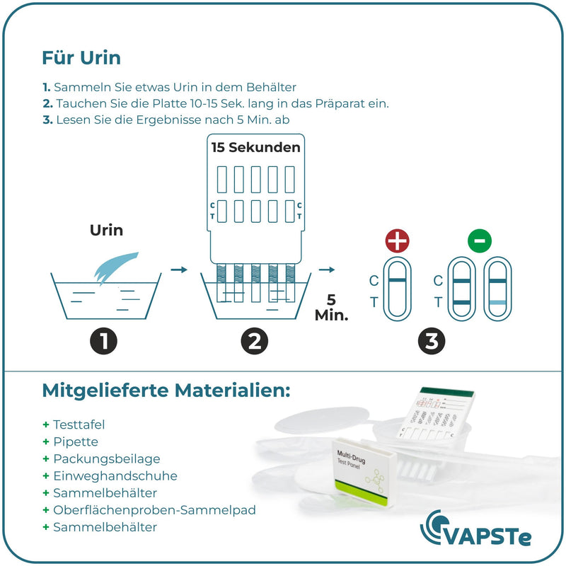 [Australia] - VAPSTE 12 in 1 drug test KIT for liquids, surfaces, urine, substances | Rapid drug test dip cards | Cocaine Cannabis THC Ecstasy LSD VAPE 