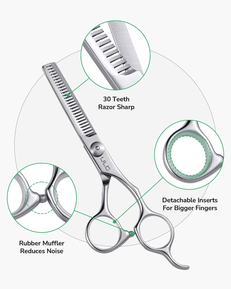 [Australia] - ULG Hair Thinning Scissors, Thinning Shear for Hair Cutting 6.5 inch Right-Hand Barber Scissors Salon Texturizing Shears Made of Japanese Stainless Steel, Silver 