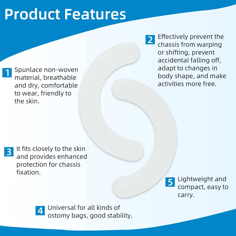 [Australia] - Ostomy Supplies Skin Barrier Strips,Elastic Hydrocolloid Skin Extender Strips for Colostomy Bags,Universal Waterproof Half Rings. (20 Pieces) 20 Pieces 