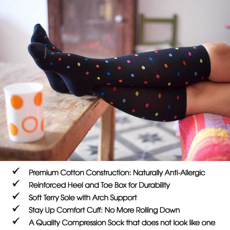 [Australia] - Cotton Compression Socks for Women & Men. 15-20 mmHg Support Knee-High Nude Stripes M/L Medium/Large (1 Pair) 