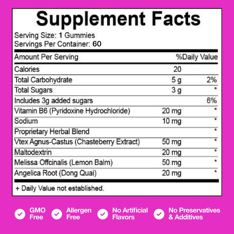 PMS Hormone Balance for Women Gummies — Natural Hormone Harmony Supports Cramps, Mood Swings, Acne & Energy — Non-GMO & Gluten-Free - 60 Gummies (Vegan)