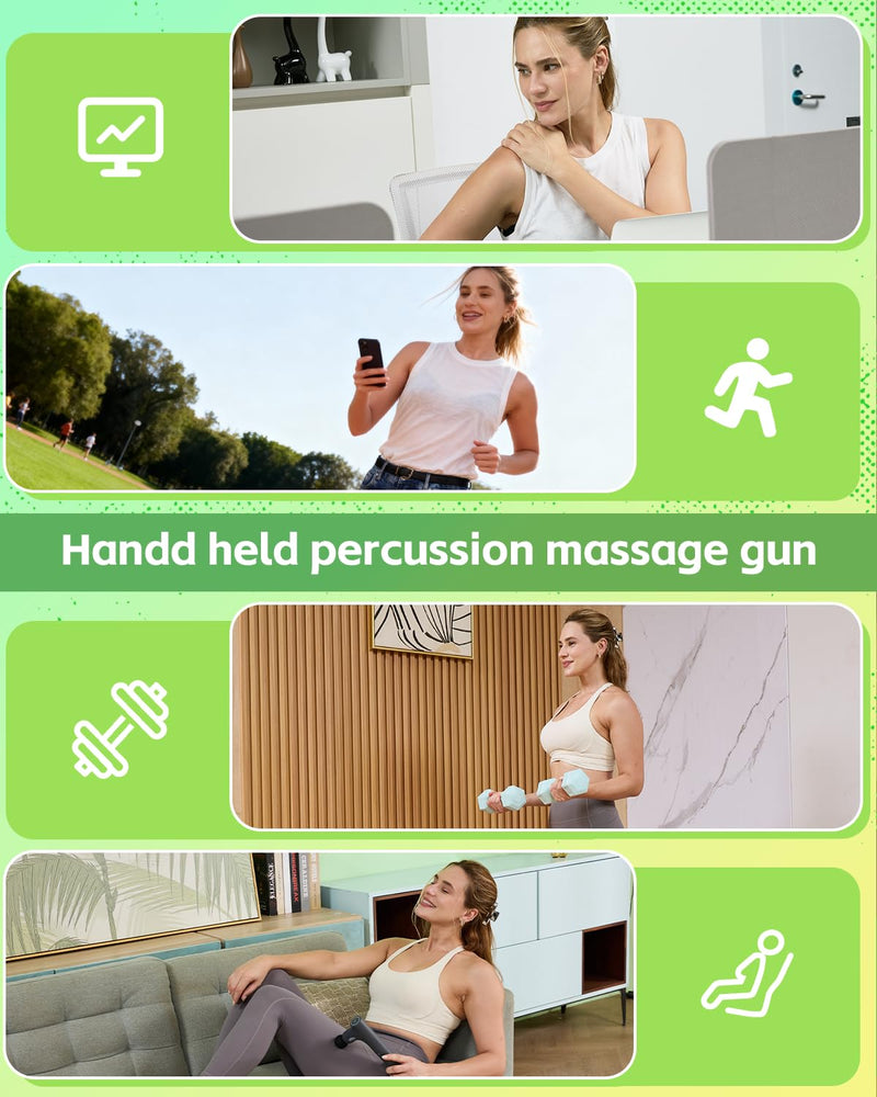 [Australia] - 3 Style Back Massage Gun with Extended Handle for Hard-to-Reach Areas, Convertible Massager Pain Relief Deep Tissue Percussion Muscle Massager Shoulder, and Legs for Men and Women 