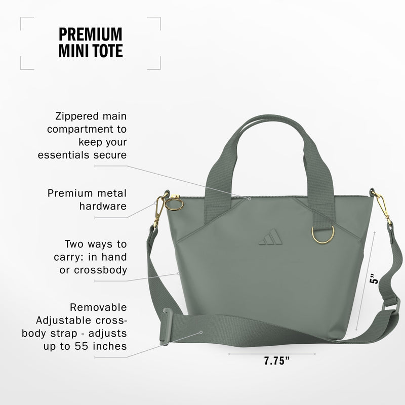 adidas Premium Mini Tote Bag | Roomy Interior, Interior Pockets, Comfortable Straps, Durable Build, Everyday & Court Ready One Size Premium/Silver Green/Gold Metallic