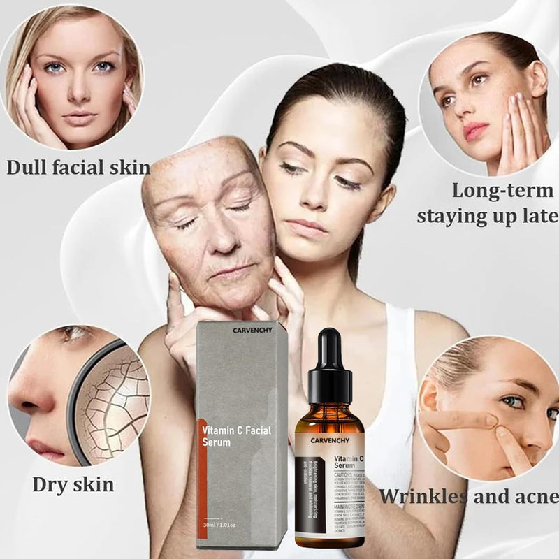 2PC CARVENCHY Vitamin C Facial Serum Essence, Hydration, Skin Moisturized, Vitamin C Serum, Anti Aging & Wrinkle Facial Serum(30ml)