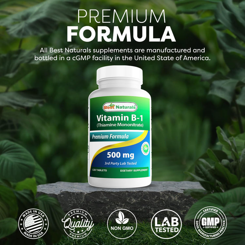 Best Naturals Vitamin B1 as Thiamine Mononitrate 500 mg 120 Tablets (120 Count (Pack of 2))