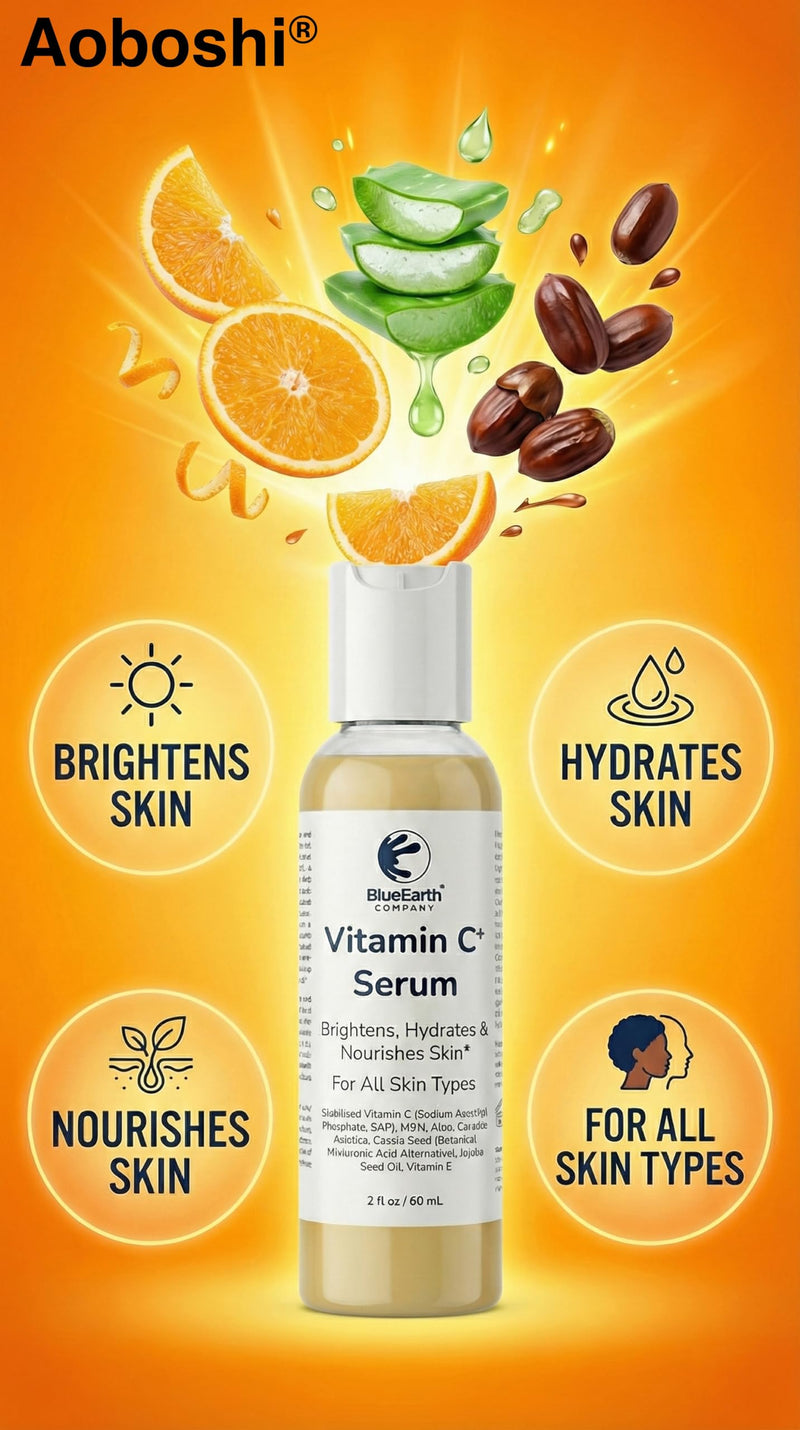 Vitamin C+ Serum for Sensitive Skin – With Sodium Ascorbyl Phosphate (SAP), MSM, Aloe, Centella, Hyaluronic – Brightens, Hydrates, Fades Dark Spots – Anti-Aging Face Serum – 2oz – BlueEarth Company