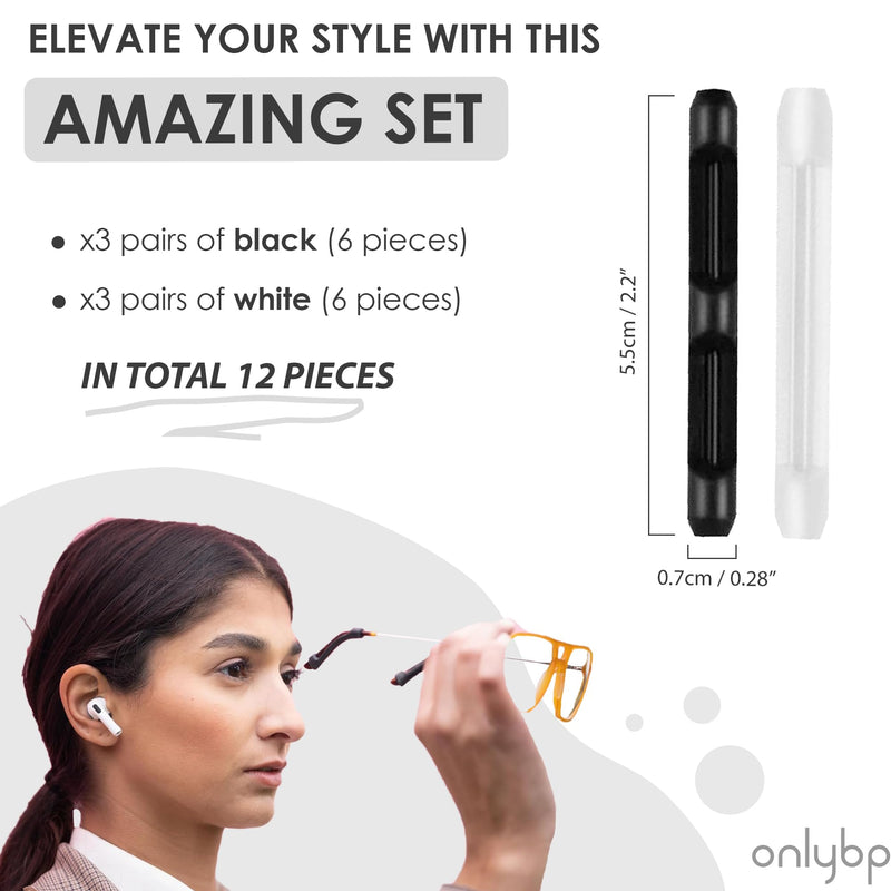 [Australia] - OnlyBP® 12x Silicone Glasses Ear Cushion - Eye Glasses Ear Grippers - Nose Pads for Glasses Anti Slip - Glasses Nose Grips Non Slip - Side Shields for Glasses - Eyeglass Nose Pads Anti Slip 