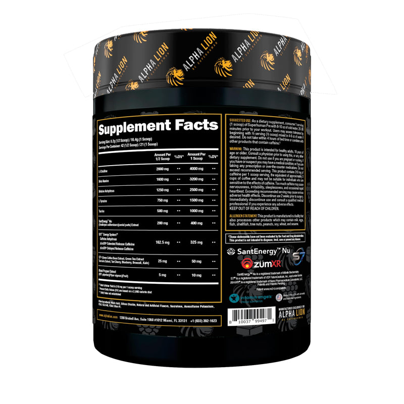 [Australia] - ALPHA LION Superhuman Pre Workout Powder, Beta Alanine, L-Taurine & Tri-Source Caffeine for Sustained Energy & Focus, Nitric Oxide & Citrulline for Pump (21 Servings, Miami Vice) Miami Vice - Pina Colada Strawberry Daiquiri 