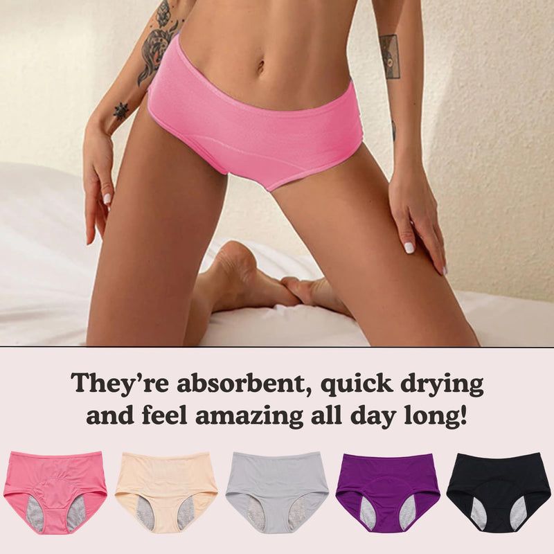 [Australia] - Leakproof Underwear - Leakproof Panties for Women Over 60s With Incontinence Large Pink, Nude, Black, Gray, Blue 