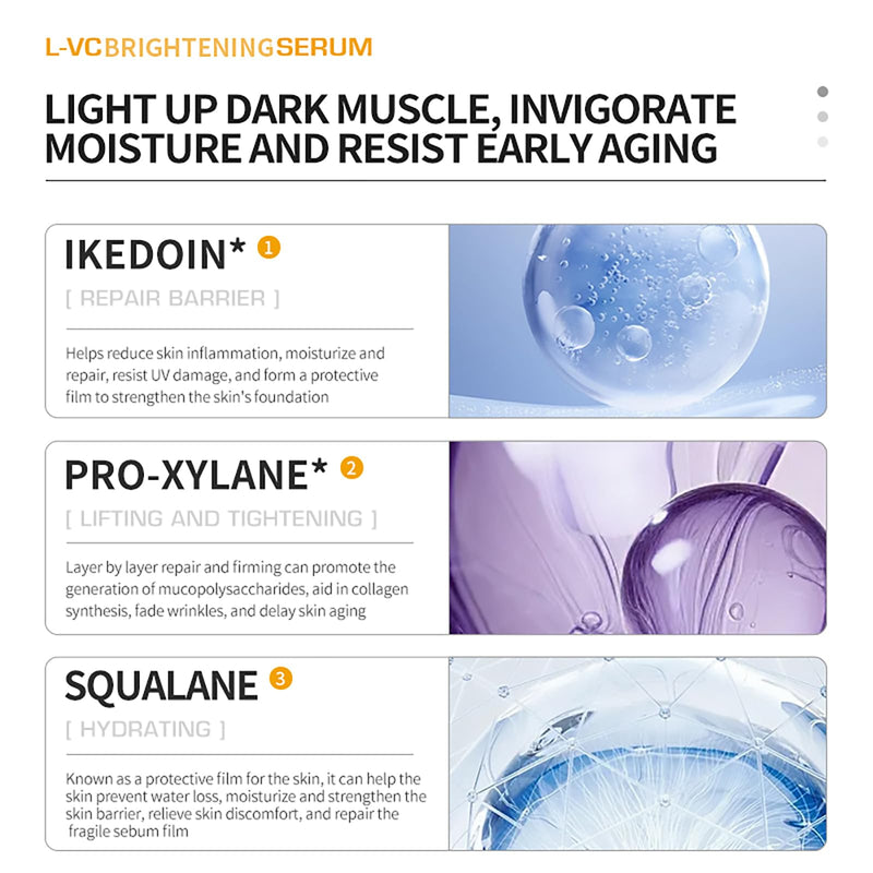 Korean Brand Vitamin C Brightening Face Serum 37ml / with 3-O-Ethyl Ascorbic Acid, Niacinamide and α-Arbutin, Reduce Dark Spots and Fine Lines, Enhance Elasticity, Hydrate, and Protect Skin