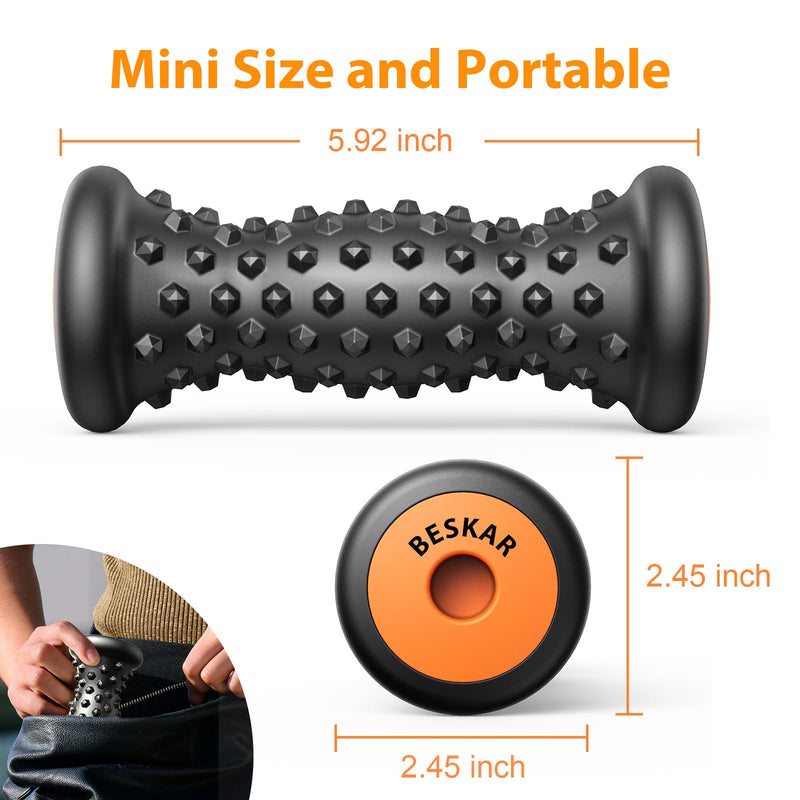 [Australia] - BESKAR Foot Massager Roller for Plantar Fasciitis Relief, Portable, Deep Tissue Muscle Massage, Foot Arch and Heel Pain, Reflexology Tool Black 