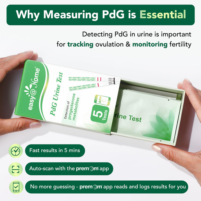 Easy@Home PdG Test Strips: 5-Pack Progesterone Urine Tests | Track Ovulation Insights with Progesterone Test Strips, At Home Fertility Test for Women with Premom Ovulation App 5 Count (Pack of 1)