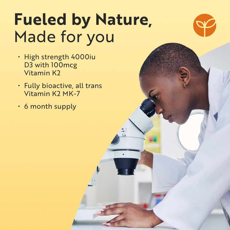 Nutravita Vitamin D3 4000 IU & K2 100μg MK7 (K2VITAL®) - 120 VIT D Capsules not Tablets - Vitamin D3 K2 Supplements - D3K2 Immune Support Supplements - VIT D K2 - Cholecalciferol, K2 MK7 - Made in UK