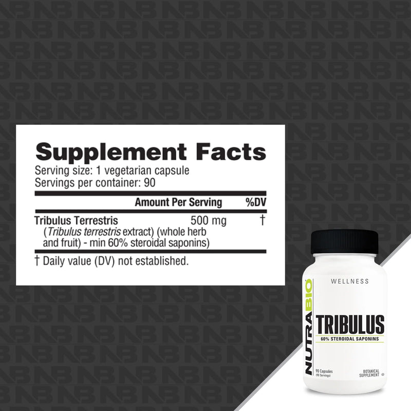 [Australia] - NutraBio Tribulus Terrestris Extract Supplement, 500mg - Tribulus Terrestris for Men and Women- Natural Vitality Booster, 90 Capsules 