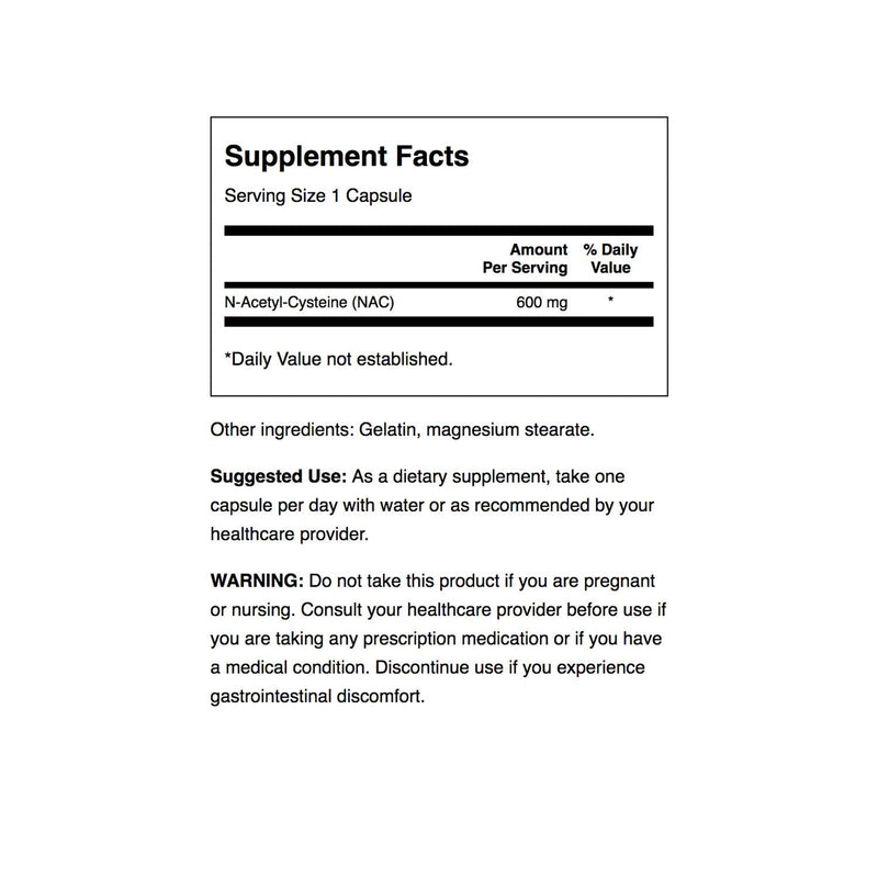 [Australia] - Swanson Premium Brand NAC N-Acetyl Cysteine - 600 mg, 100 Capsules - Antioxidant and Cellular Health Support Supplement 100 Count (Pack of 1) 