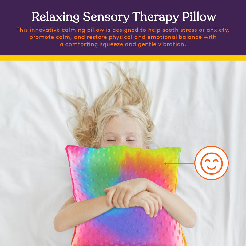 [Australia] - Special Supplies Vibrating Pillow Sensory Pressure Activated for Kids and Adults, 12” x 12” Plush Minky Soft Cover, Colorful 