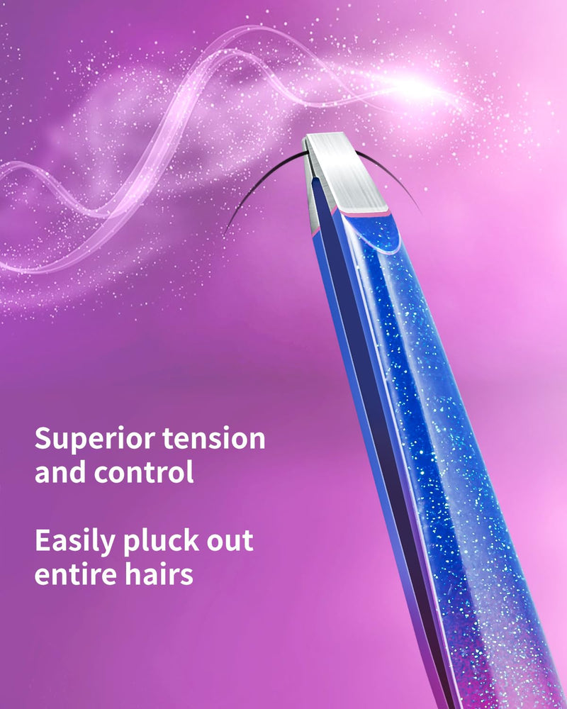 MORGLES Eyebrow Tweezers for Women and Nail Clipper Set with Travel Case Precision Tweezers for Facial & Ingrown Hair Removal with Scissors D-purple