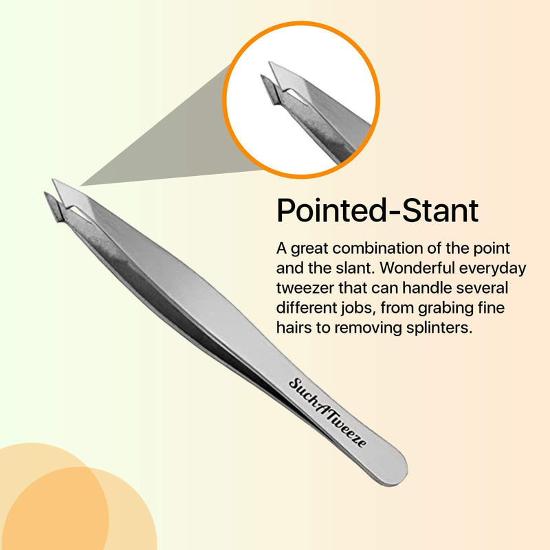 Slant Tweezers Premium Stainless Steel Precision Tweezer For Men & Women. Guaranteed Professional And Home Use - Best For Facial & Body Hair Removal!